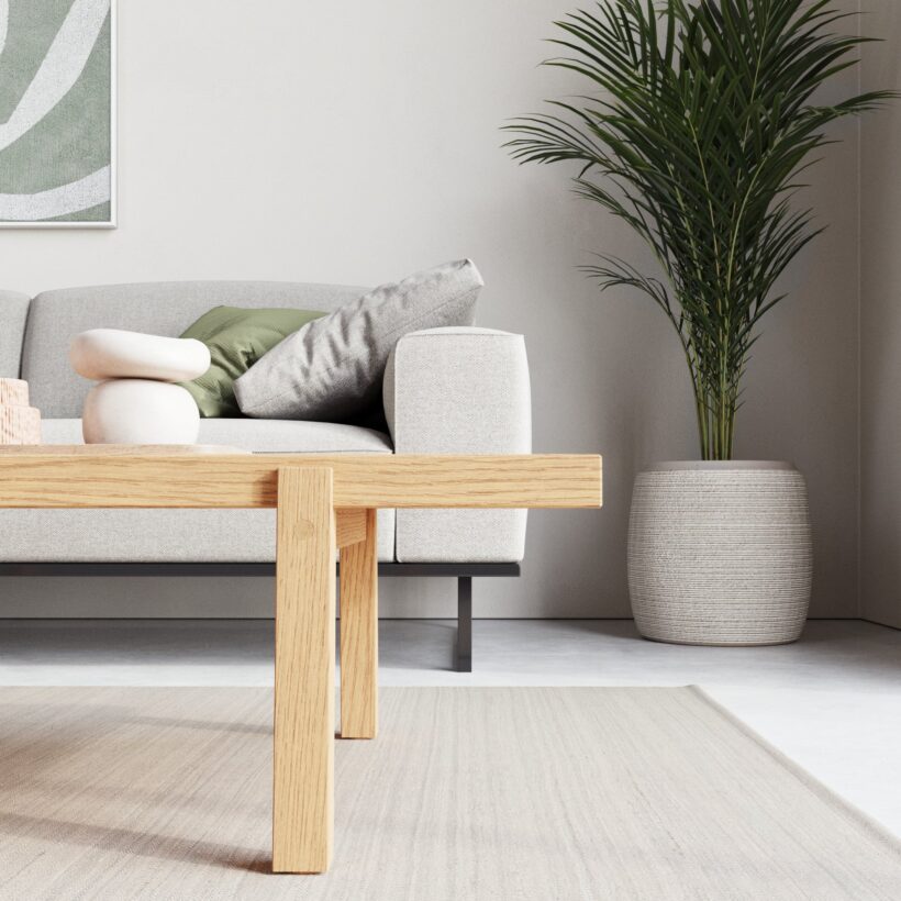 Salontafel 5 Camera 2 Een solistisch meubelstuk die een wat sobere uitstraling heeft met kleine uitsprekende details. Zo staat alles met 5º stevig op zijn plek.